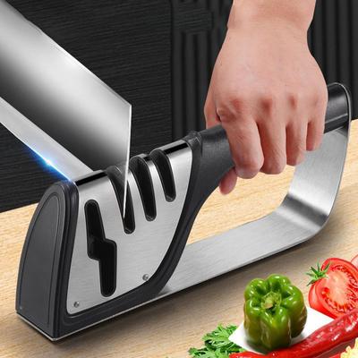 Новая четырехсекционная кухонная ручная точилка для ножей из нержавеющей стали, многофункциональная точильная головка для кухонных ножей и ножниц