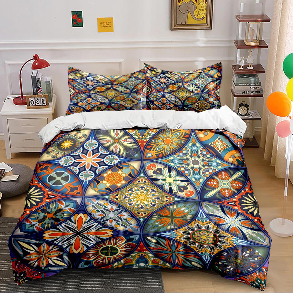Colorful Geometric Mandala Bedding Set Bedding set (1 duvet cover, 2 pillowcases, duvet not included)