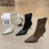 Eilyken Fashion Design Cozy Soft Leather Women Ankle Boots Sexy Pointed Toe Short Booties Stripper Thin Heels Shoes