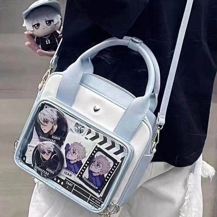 Sweet Cute Shoulder Bag Women Kawaii Japanese Clear Anime Ita Bag Ladies Leather  Leather Square Large Capacity Crossbody Bag