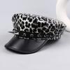 Шляпа Harajuku с заклепками и леопардовым принтом, хип-хоп кепка с плоским верхом, винтажный берет Y2k для девочек