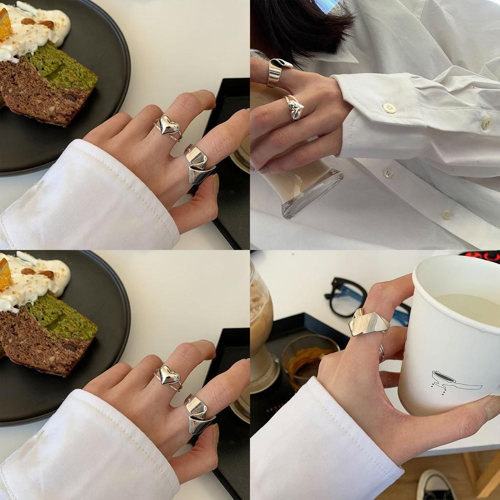 Chic 925 Silver Folded Heart Ring For Men And Women With Eye-catching Style