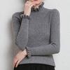 Turtleneck Cashmere Sweater Women Casual Paragraph Floral Collar Long Sleeve  Sweater Solid Color  Pullover Sweater