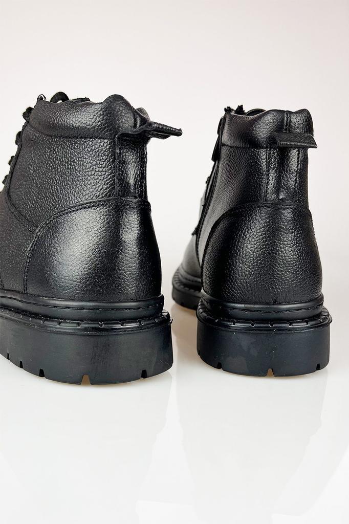 Мужские модные ботинки из натуральной кожи на тонком каблуке, кожаные ботинки, черные морозостойкие зимние ботинки на молнии, обувь