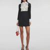 Guoer Clothing 2024 Весенняя мода: Юбка из органзы черного и белого цвета, бросающая вызов возрасту, с воротником-стойкой и оборкой по краю