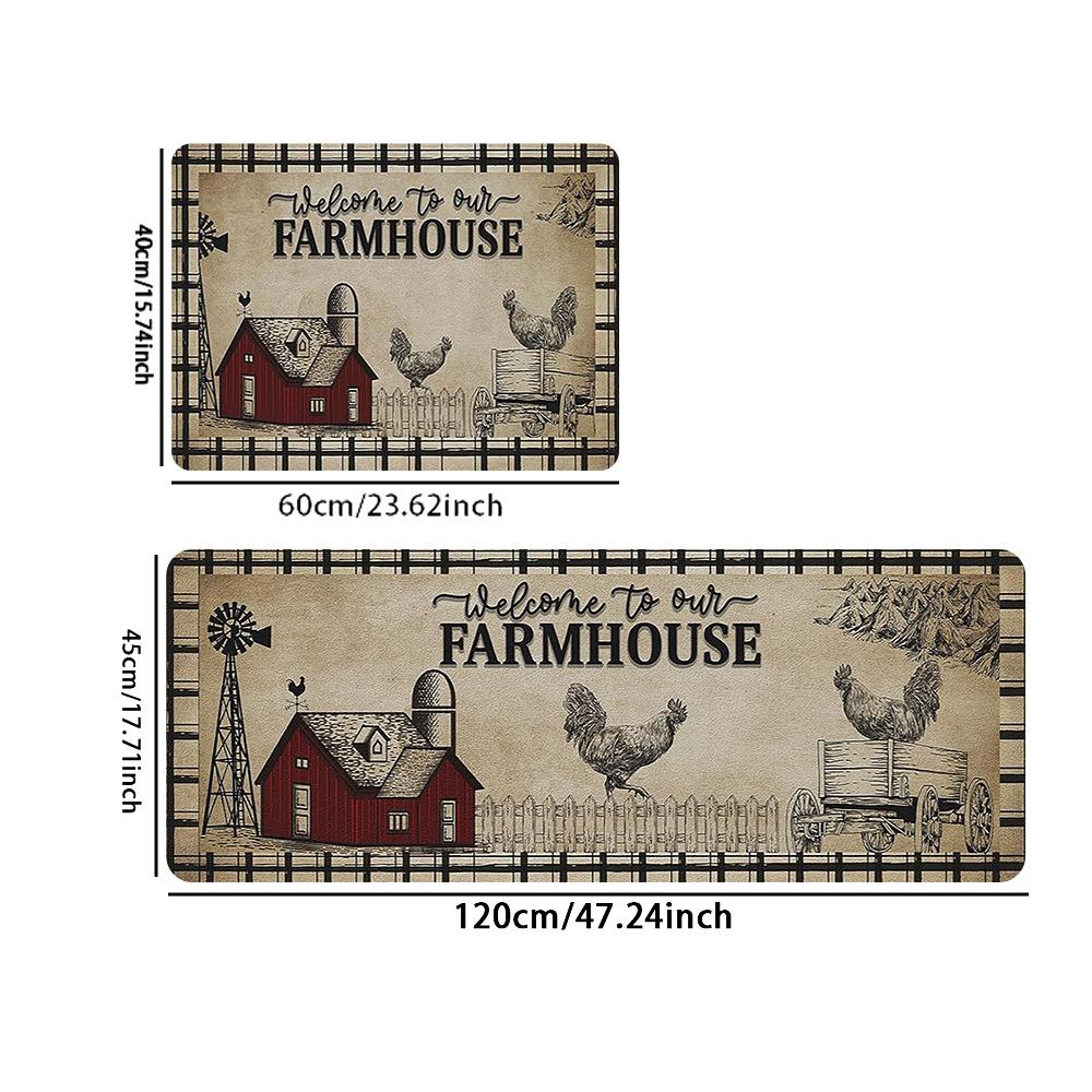 1 шт. анти-усталостные кухонные коврики, винтажный принт петуха, водонепроницаемый нескользящий толстый мягкий кухонный коврик, прочный, удобный стоячий коврик для кухни