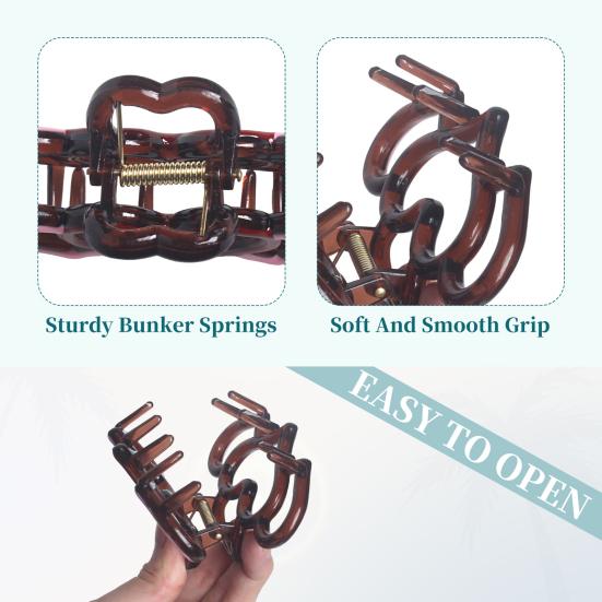 Заколка для волос в форме сердца, Нескользящие зубцы, Полый дизайн, Заколка для волос, Большой размер, Заколка для волос на затылок, Зажим для волос для душа, Аксессуар для укладки волос