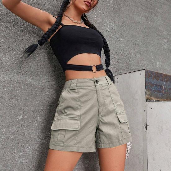 Женские шорты-карго, повседневные шорты-бермуды длиной до колена с карманами, летние мешковатые широкие штанины для походов