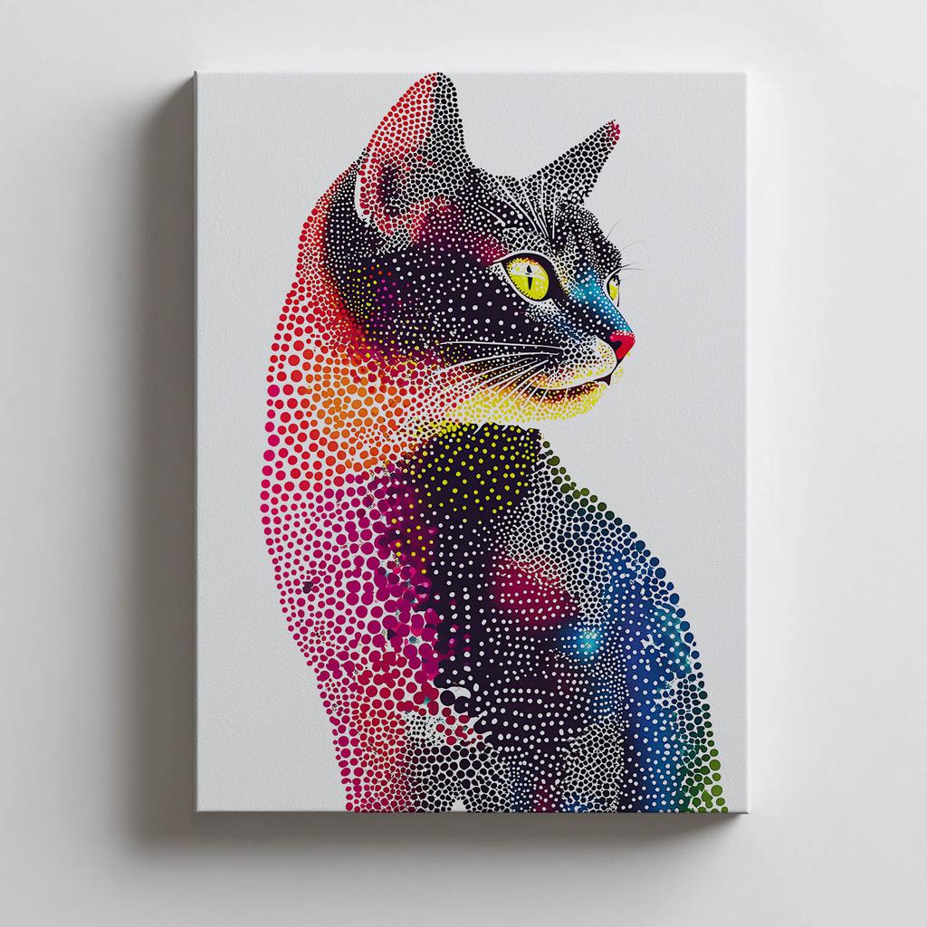 Plakat Kot W Kolorowej Mozaice Plakat Kot W Kolorowej Mozaice, 40X50 Cm, Rama Aluminiowa Czarna, Papier Matowy 230 Gsm