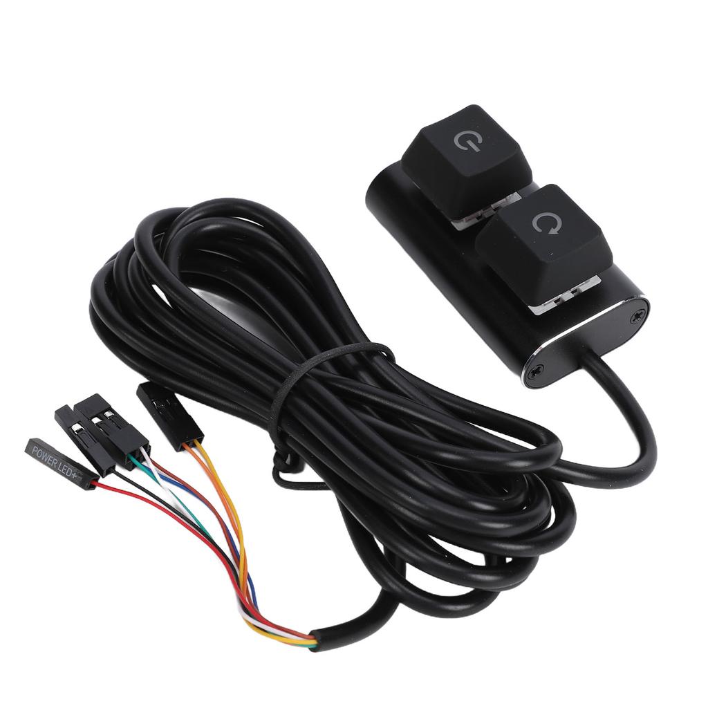 Desktop Computer Power Switch ON Off Reset PC External Power Supply Switch with 7 Color LED Lights 2m Cable