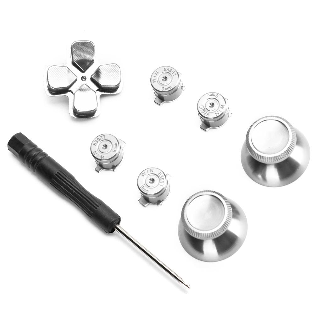 Игровой контроллер, кнопки из алюминиевого сплава, набор джойстиков, запасные части для PS4Silver