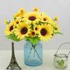Букет цветов подсолнуха Искусственные цветы ромашки Свадебные растения Аксессуары для дома Декор для комнаты Рождественская вечеринка Украшения Подарок