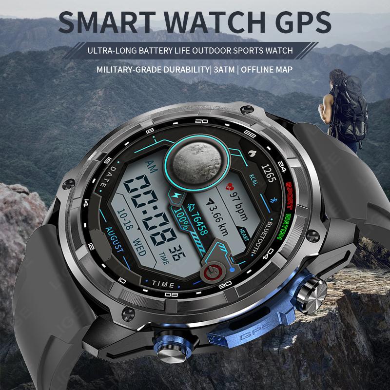 GPS Офлайн Карта Умные Часы 860 мАч Компас для Активного Отдыха Высотомер Часы 4 ГБ Памяти AMOLED Голосовой Вызов 3 АТМ Мужские Браслеты
