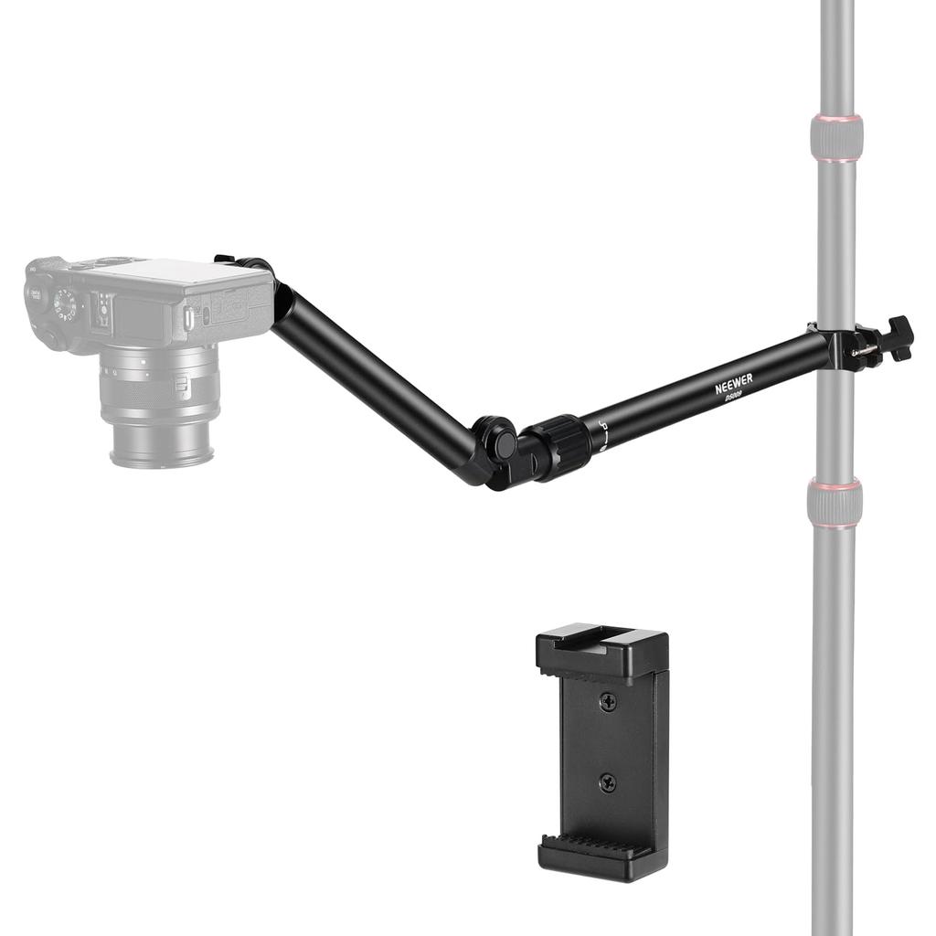 NEEWER Camera Mount Arm 56cm Overhead Photography Folding Auxiliary Holding Arm Camera Desk Mount Tabletop Stand with Phone Clip Free Adjustment