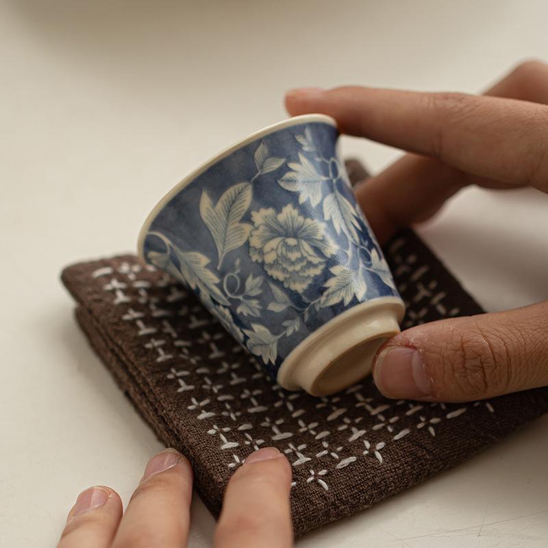 Антикварная сине-белая чайная чашка керамическая китайский кунг-фу гунфу чайный набор одиночная мастер-чашка с подносами чайная посуда фарфоровая посуда для напитков