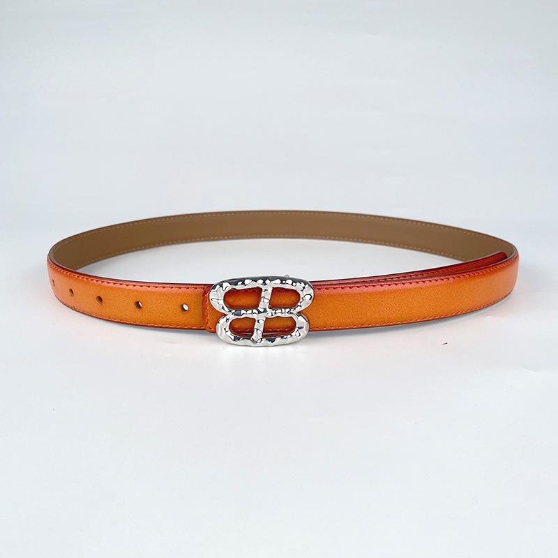 Genuine Leather Ladies' Red Belt, Cowhide Versatile, Simple and Fashionable Jeans, Decorative Belt, Rose Red