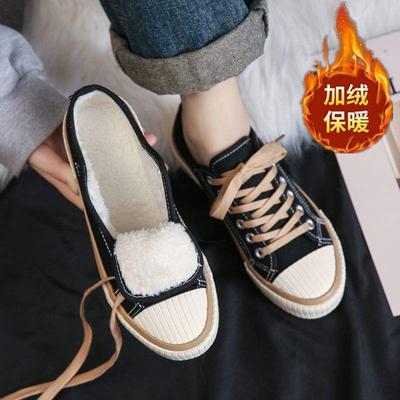 Бисквитные бархатные парусиновые туфли детские осенне-зимние корейская версия универсальные студенческие улззанг кеды ins прилив утолщенные хлопковые туфли