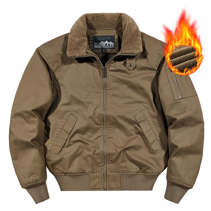Men's Winter Fleece-Lined Bomber Jacket: High-End Fashion Outerwear for Cold Weather