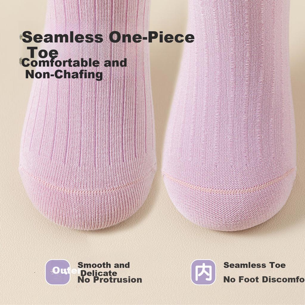 Urban Beauty Kids Socks Girls 100% Cotton Spring Summer Mid-Calf Seamless Sports Socks for Girls Age 6-12 Student