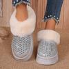 Fashion Sequins Decor Platform Snow Boots Women Fashion Keep Warm Faux Fur Winter Boots Woman Shiny Fuffly Furry Ankle Boots Ladies 42