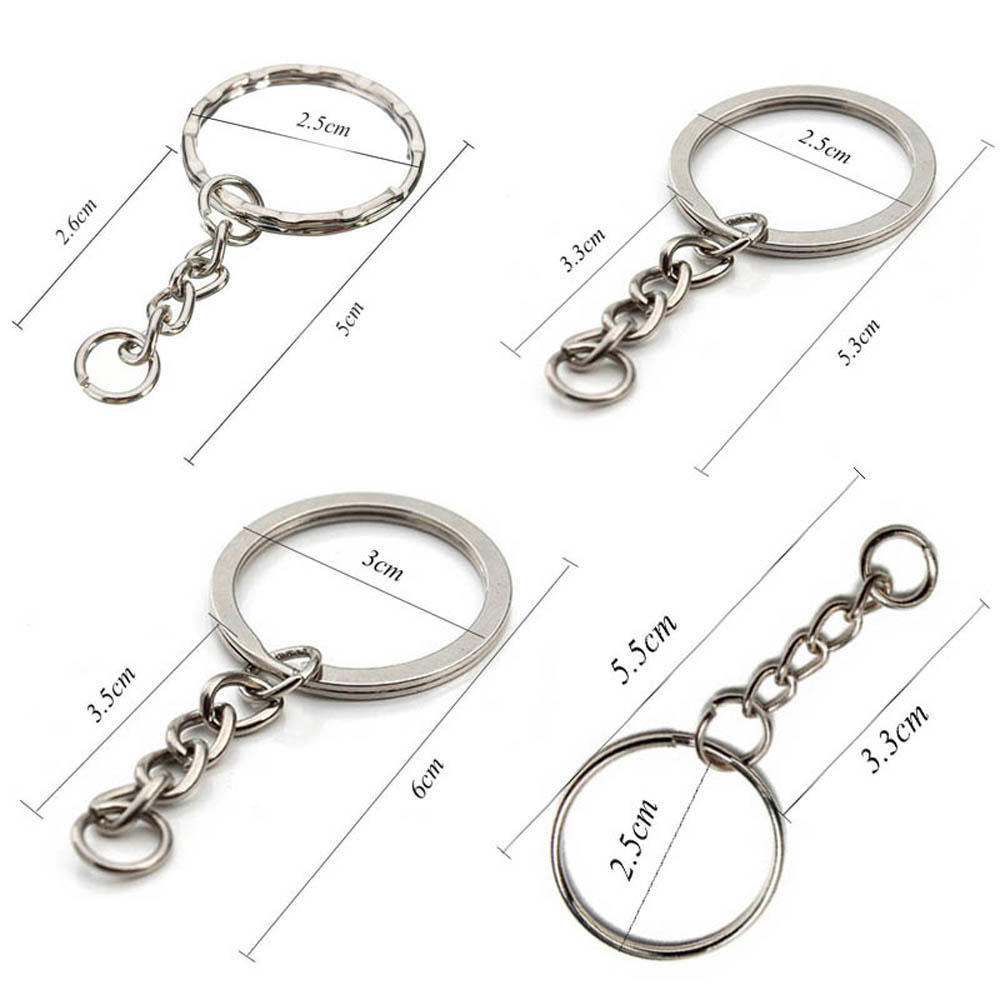 25mm NEW DIY Polished Silver Keychain Keyring Key Fob Short Chain