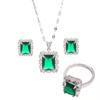 Emerald Necklace Women'S Retro Versatile Temperament Zircon Earrings Ring Necklace Set