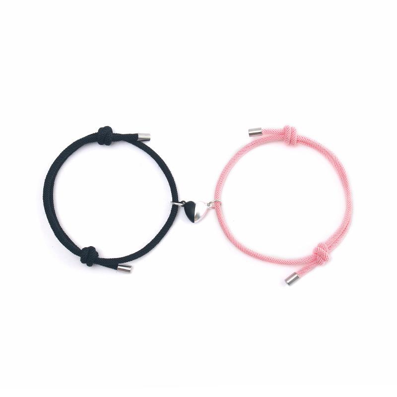 Love Magnet Couple Bracelets Set of 2 for Him and Her Braided Rope Friendship Jewelry