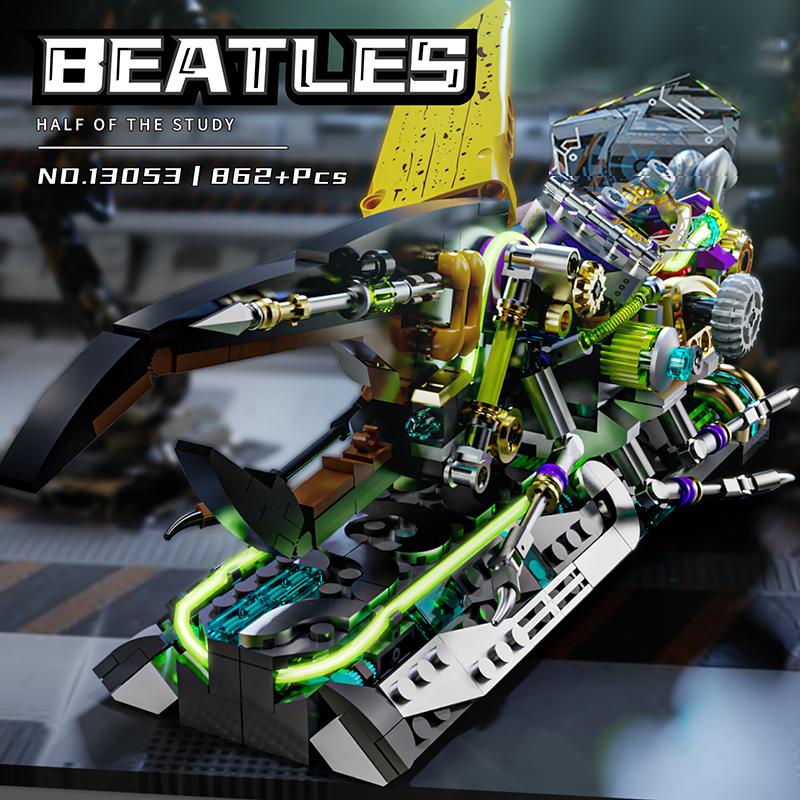 862 шт. Светящиеся строительные блоки Жук Шарнирные крылья Подвижная механическая модель насекомого Кирпичики Пазл Сделай сам Игрушки Подарки для детей