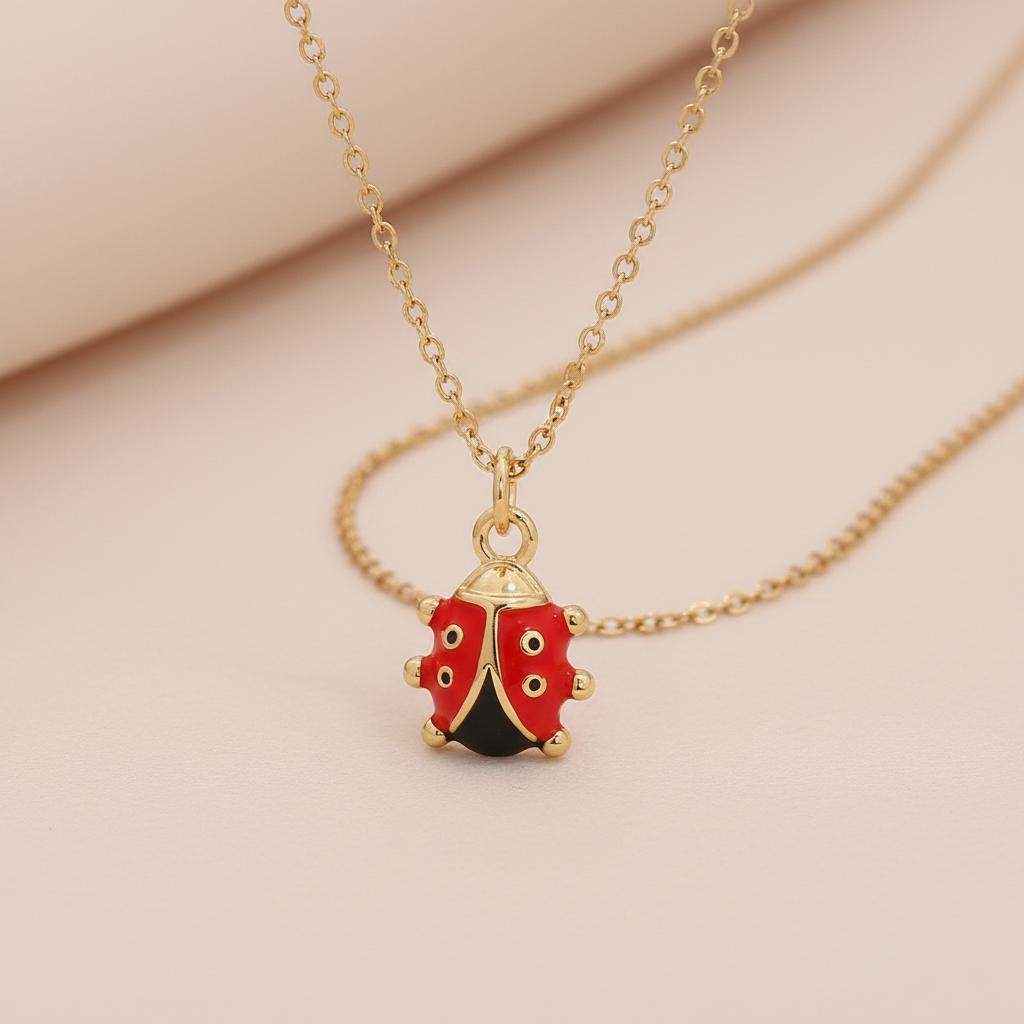 Ladybug-Pendant Necklace With Zirconia For Women Lightweight Allergy Free Jewelry Gift