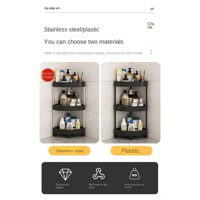 Угловая полка для ванной комнаты, треугольная полка для хранения на колесах, независимая двухъярусная тележка для хранения, многофункциональное передвижное хранилище для ванной комнаты