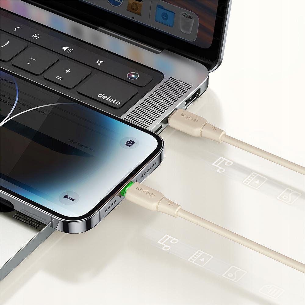 Mcdodo Зарядный кабель USB-C Lightning с быстрой зарядкой для iPhone 1 м, светодиодный, бежевый