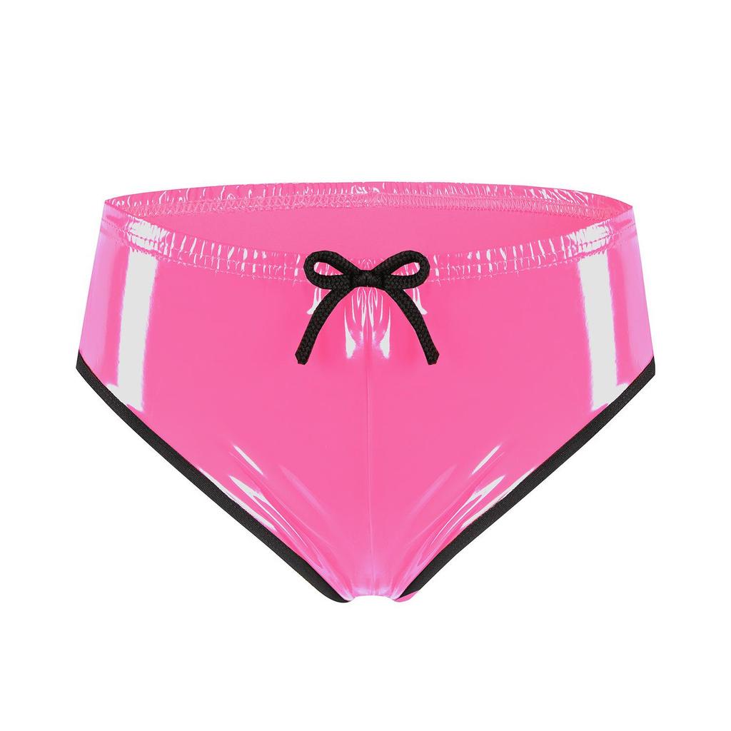 Европейские и американские сексуальные шорты-треугольники большого размера из глянцевой ПВХ лакированной кожи на шнуровке для женщин