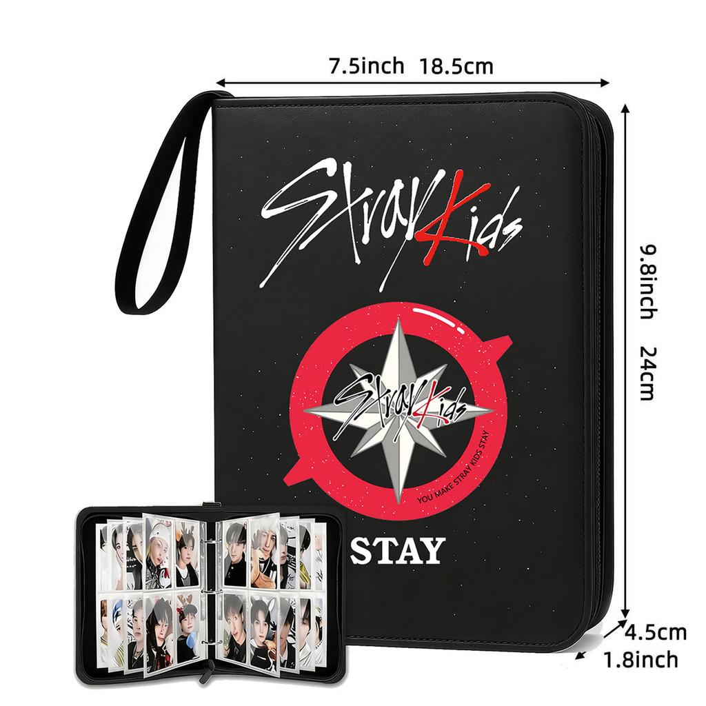 Stray Kids dominATE Themed Card Binder -4-Pocket PU Leather Photo Album for K-pop Photocards, Zipper Storage Case