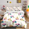 Hand-Drawn Colorful Floral Pattern Print Bedding Set 1 Duvet Cover 2 Pillowcases For Adult And Children Luxury Gift Full Size