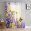 Iris Flower Butterfly Window Treatment Tulle Modern Sheer Curtains for Kitchen Living Room the Bedroom Curtains Decoration
