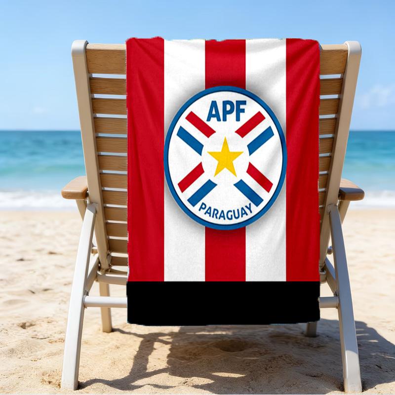 Paraguay Football Federation Emblem Microfiber Beach Towel, Lightweight And Quick-Dry, for Summer Travel, Beach Essential, Swimming Pool Outdoor