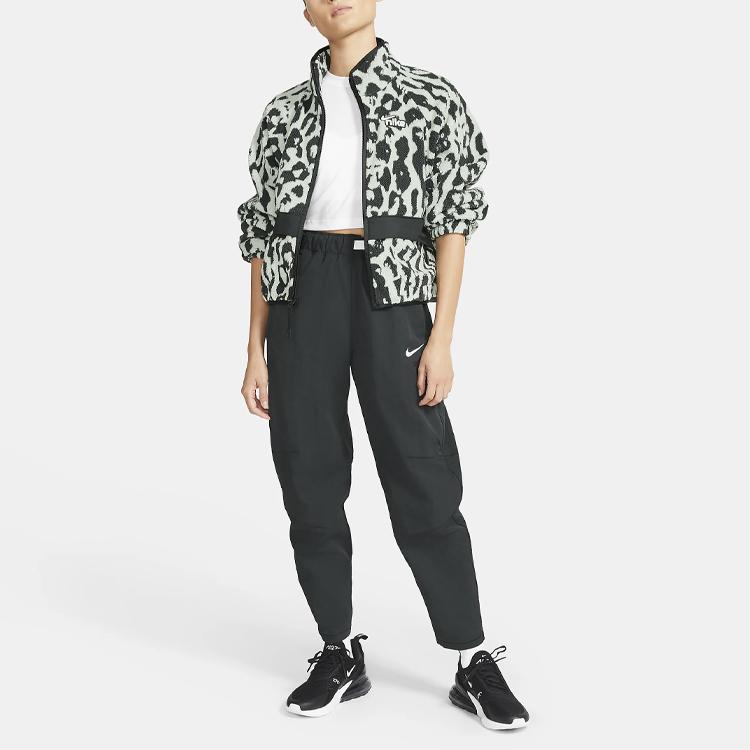 Nike Спортивная одежда Женская куртка из шерпы Stay Warm с животным принтом и воротником-стойкой Темно-дымчато-серая CU6592-070