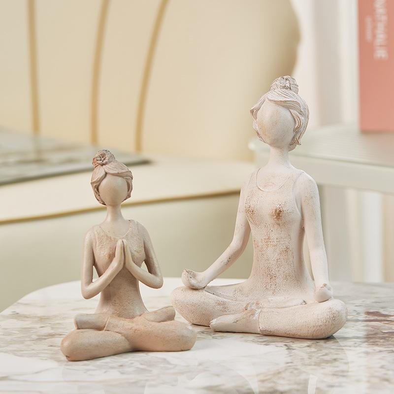 Светлая роскошь скандинавские абстрактные художественные фигуры девушки-йоги украшения для витрины кофейни современные простые мягкие украшения