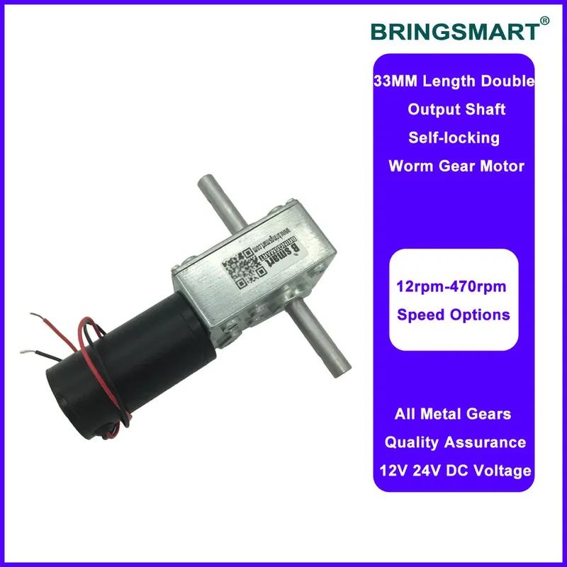 Bringsmart 5840-31zys DC Geared Motor 33mm Dual Shaft Worm 12V 24V Reversed Reducer High Torque Self-lock Automatic Drying Rack