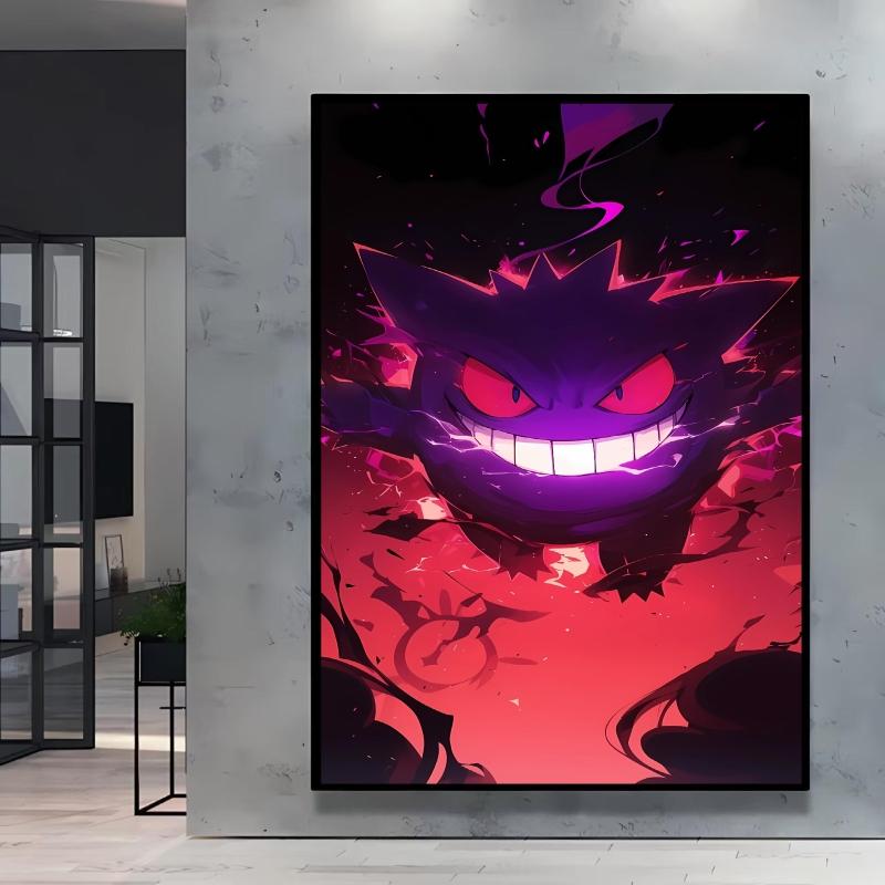 Canvas Artwork Painting Pokemon Gengar Poster Hd Prints Cartoon Character Picture Classic Modern Home Living Room Wall Decor