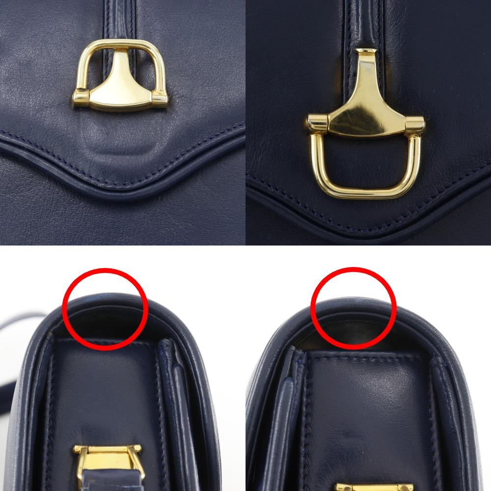 Gucci Старая сумка Gucci на плечо винтажная темно-синяя телячья кожа женская б/у