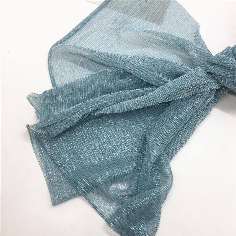 Женские мерцающие хиджабы Однотонный шарф Эластичная пряжа Жатый платок Мусульманский исламский тюрбан Блестящий однотонный шарф Головной убор Обертывание