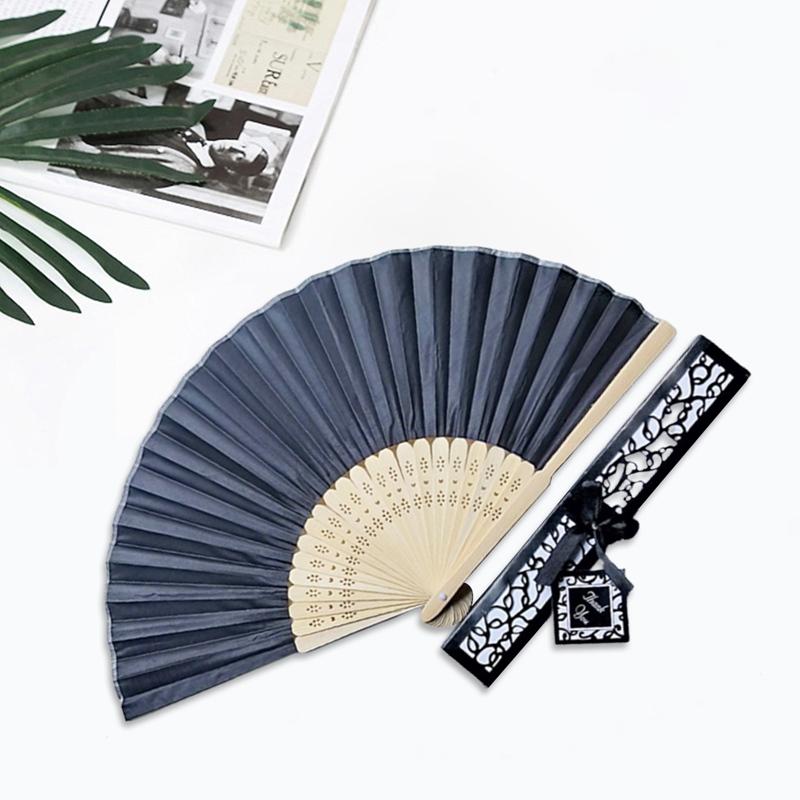 Складной веер из шелка для свадебного танца с подарочной коробкой для вечеринок