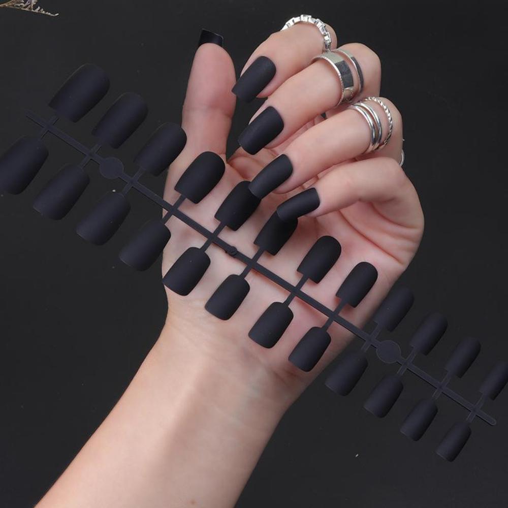 24 шт./компл. DIY быстрые ногти с длинной квадратной головкой, матовые накладные ногти, разноцветные полоски, готовый маникюр, маникюр