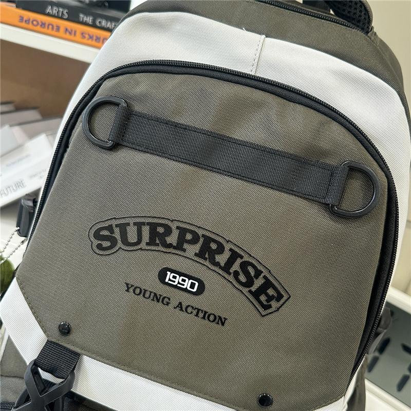 Men's Contrast Backpack Large Capacity Student Schoolbag Women's Backpack