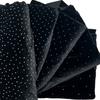 1 метр Черный цвет 3D Сверкающие Кристаллы Стразы Бархатная Ткань Вышивка Ткани для Шитья Платья Ципао