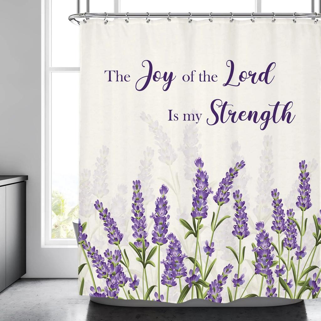 Inspirational Quote Shower Curtain Bible Verse Motivational Quote Bath Curtain Ink Paint Pink Teal Marble Abstract Bathtub Decor