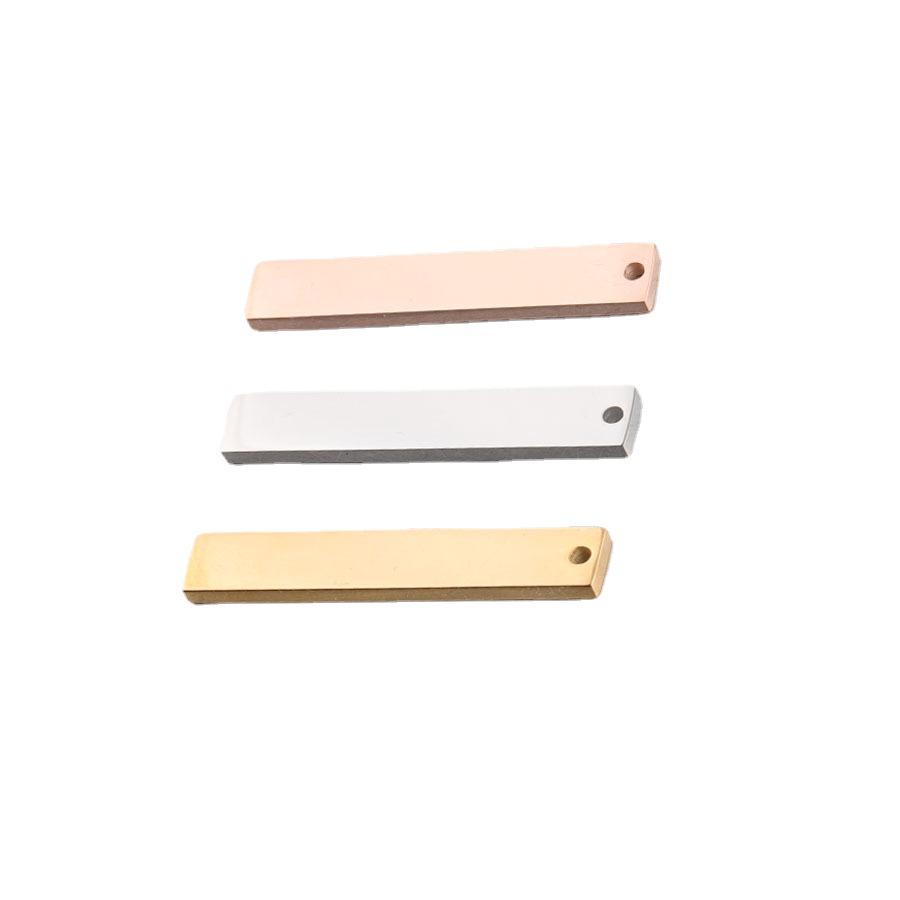 Прямоугольный зеркальный кулон из нержавеющей стали, глянцевая бирка своими руками, 2x6x35 мм