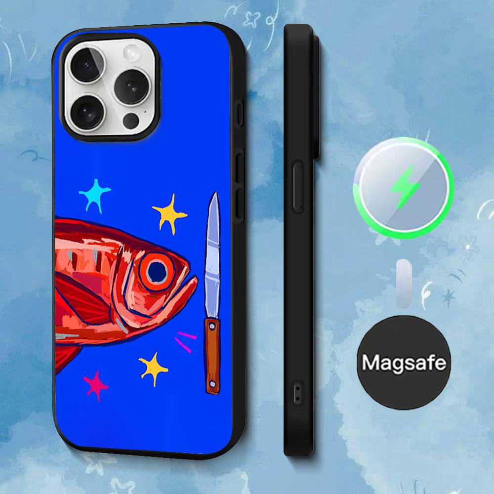 Чехол для телефона "Забавные сардины" для iPhone 17,16,15,14,13,12,11,Pro,Max,Plus,Mini,SE4,E Магнитный Magsafe Беспроводная зарядка