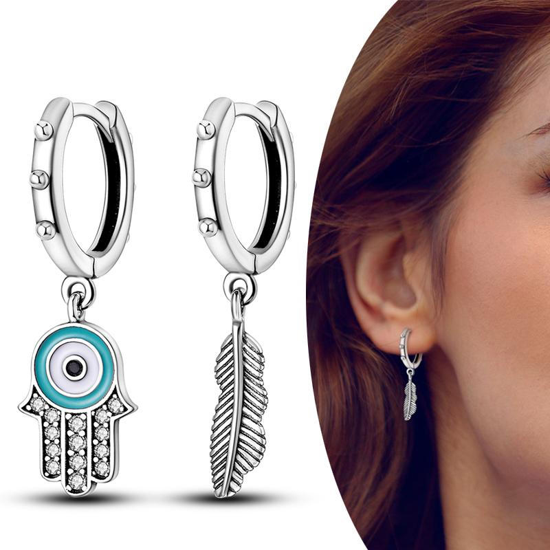 MULA Двойные серьги-кольца из стерлингового серебра 925 пробы с цирконием, цветком, звездой, U-образной формой, квадратным сердцем, паве, серьги-гвоздики в подарок для женщин, ювелирные изделия